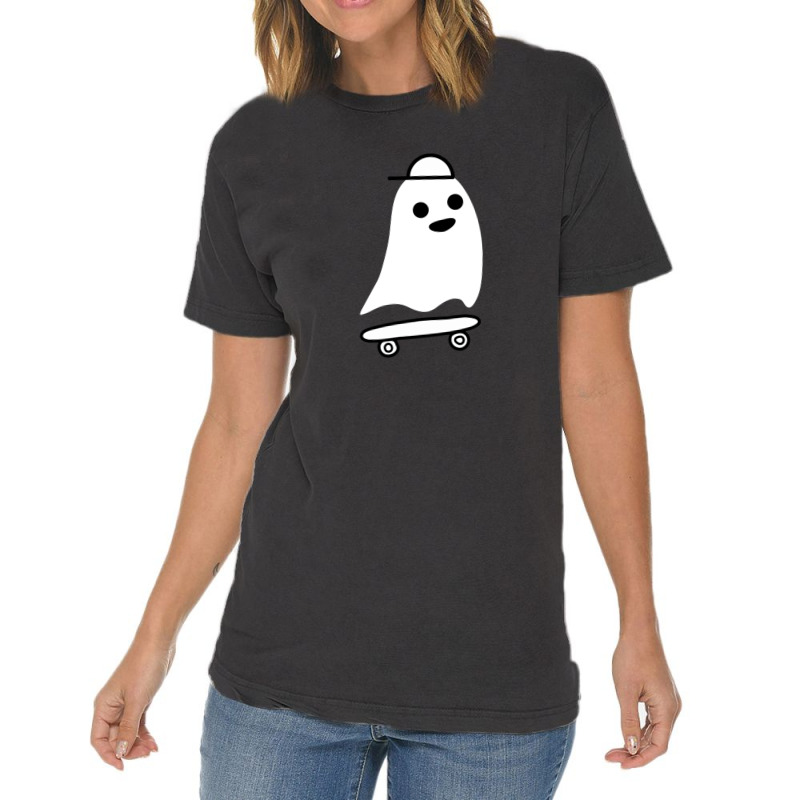 Skateboarding Ghost Cute Spooky Skating Vintage T-shirt | Artistshot