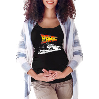 Back To The Future  Delorean Fire Tracks White Stencil Fan Art Baby No Maternity Scoop Neck T-shirt | Artistshot