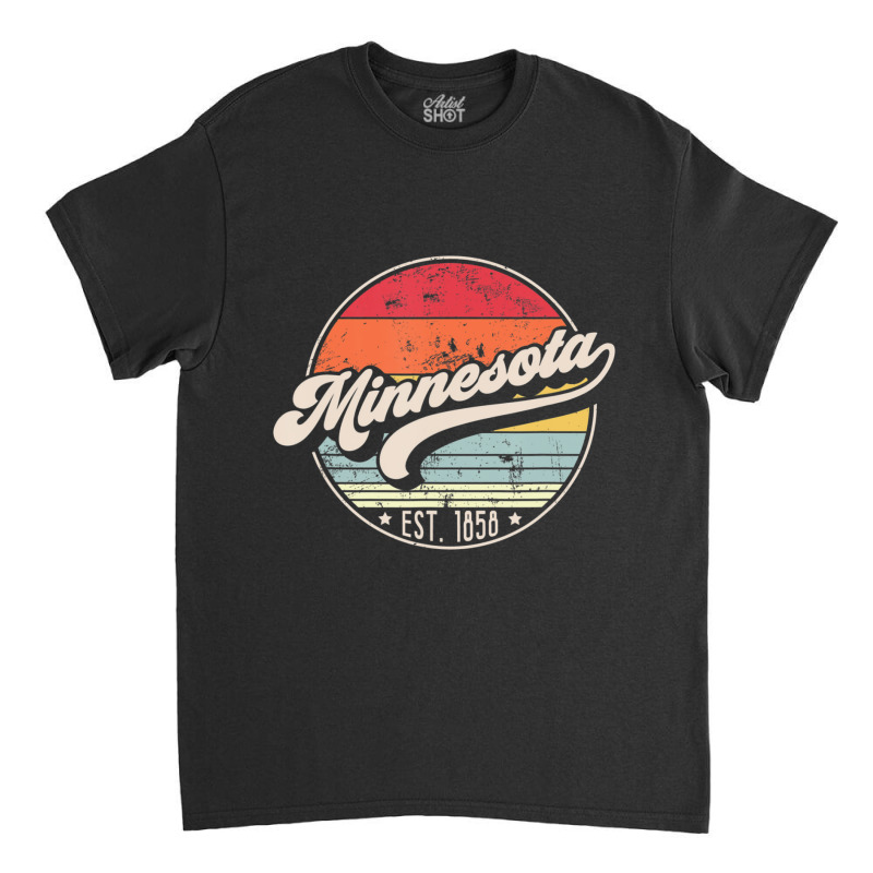 Trending Retro Minnesota Home State Mn Cool 70s Style Sunset Classic T-shirt | Artistshot