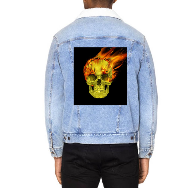 Skull Flame Unisex Sherpa-lined Denim Jacket | Artistshot