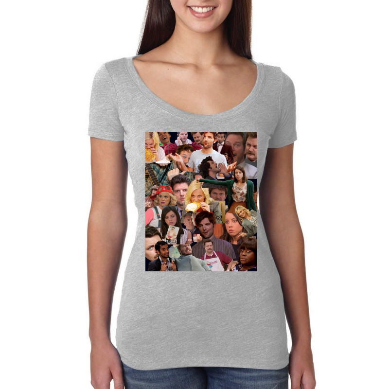 Parks And Recreation Collage Poster Green Women's Triblend Scoop T-shirt by szylkoarowv | Artistshot