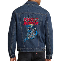 Skull Motorcycle Flames Graphic Men Denim Jacket | Artistshot