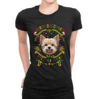 Merry Dogstmas Will Be Okay Merry Christmas, Funny Dog Yoga Ladies Fitted T-shirt | Artistshot