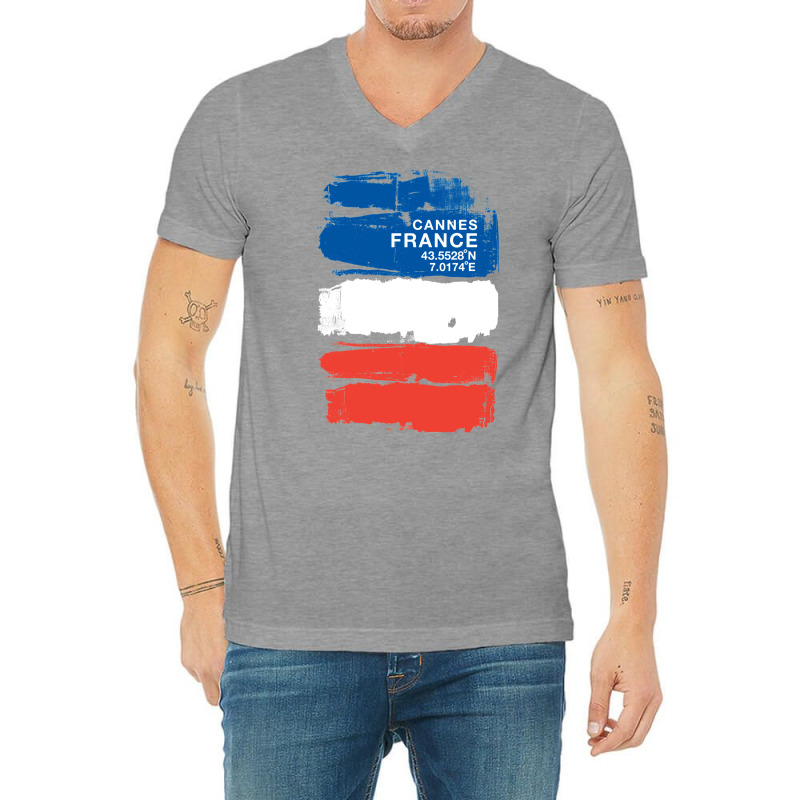 Cannes France Coordinates Vintage French Art   Love Funny V-neck Tee | Artistshot