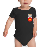 Hot Trend Vietnam Flag Akita Dog In Pocket Baby Bodysuit | Artistshot