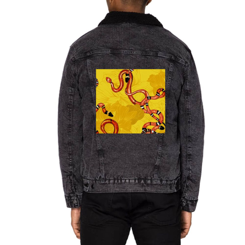 Snake Pattern Unisex Sherpa-lined Denim Jacket | Artistshot