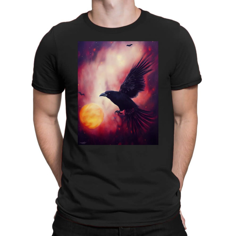 Crow Halloween Pumpkin In Galaxy T-shirt | Artistshot