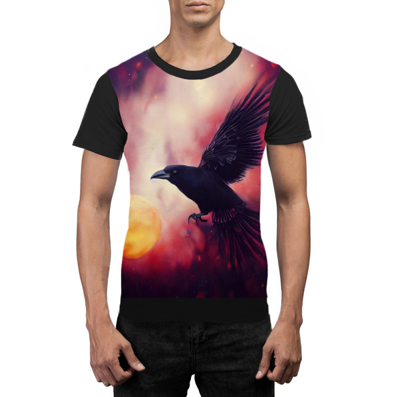 Crow Halloween Pumpkin In Galaxy Graphic T-shirt | Artistshot