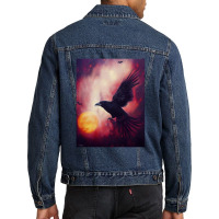 Crow Halloween Pumpkin In Galaxy Men Denim Jacket | Artistshot