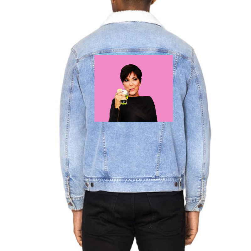 Kris Jenner Poster Hipster (1) Unisex Sherpa-lined Denim Jacket | Artistshot