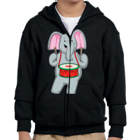 Trending Elephant At Music With Drum Youth Zipper Hoodie | Artistshot