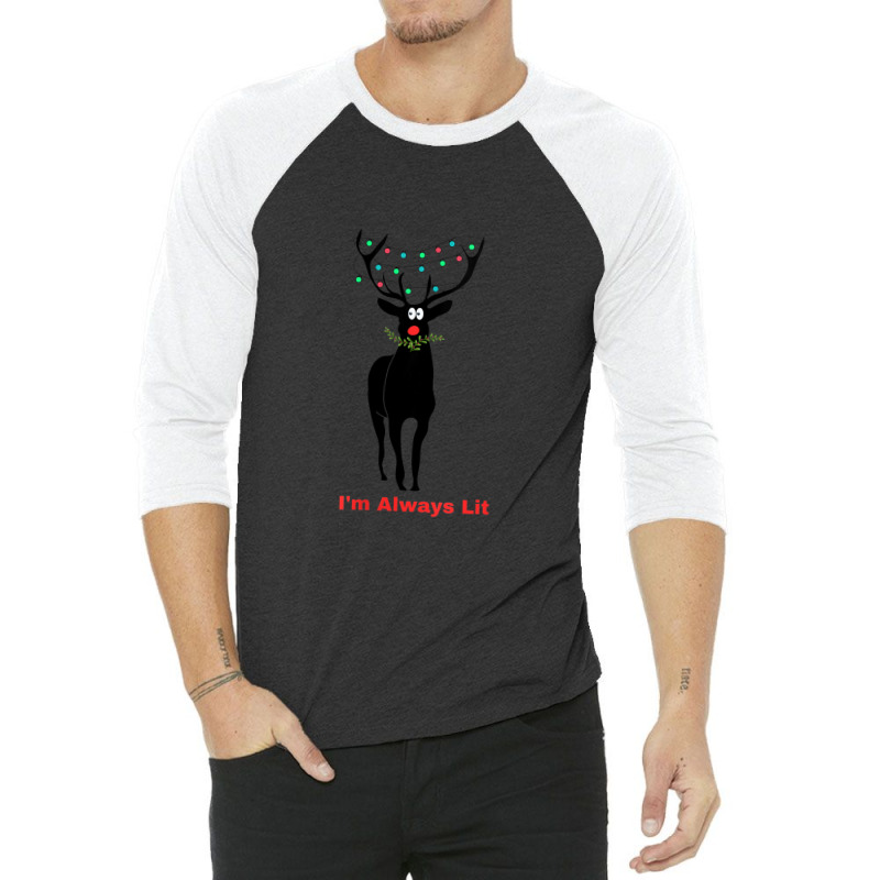 Womens Reindeer Lit V-neck 3/4 Sleeve Shirt | Artistshot