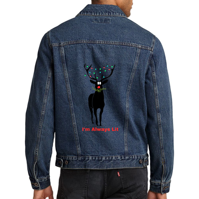 Womens Reindeer Lit V-neck Men Denim Jacket | Artistshot