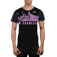 Womens San Francisco California Pink Vintage Skyline Graphic T-shirt | Artistshot