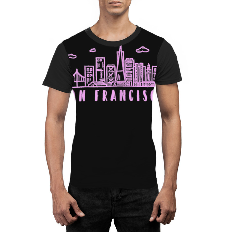 Womens San Francisco California Pink Vintage Skyline Graphic T-shirt | Artistshot