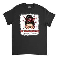 We Wear Burgundy Messy Bun Warrior Meningitis Awareness Classic T-shirt | Artistshot