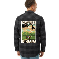 Pawnee Indiana Poster Green Funny (1) Flannel Shirt | Artistshot