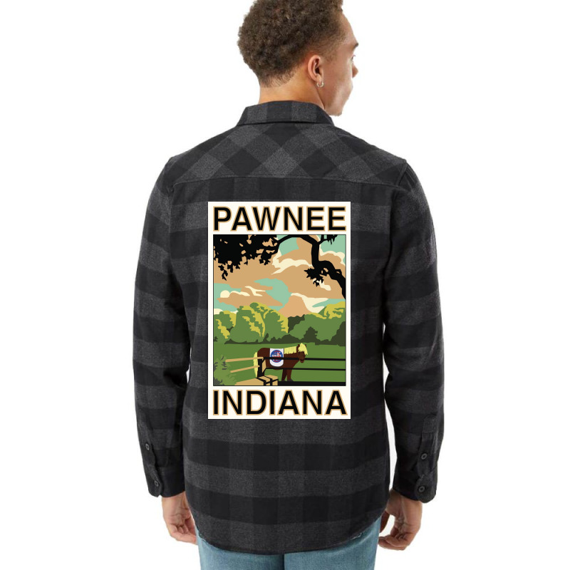 Pawnee Indiana Poster Green Funny (1) Flannel Shirt | Artistshot