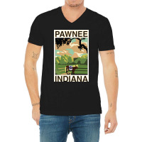 Pawnee Indiana Poster Green Funny (1) V-neck Tee | Artistshot