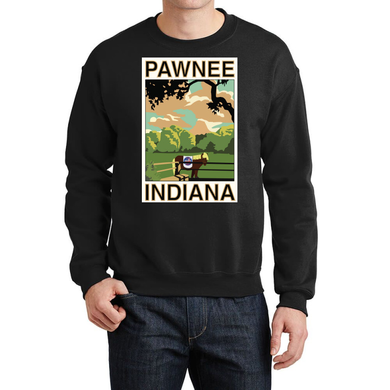 Pawnee Indiana Poster Green Funny (1) Crewneck Sweatshirt | Artistshot