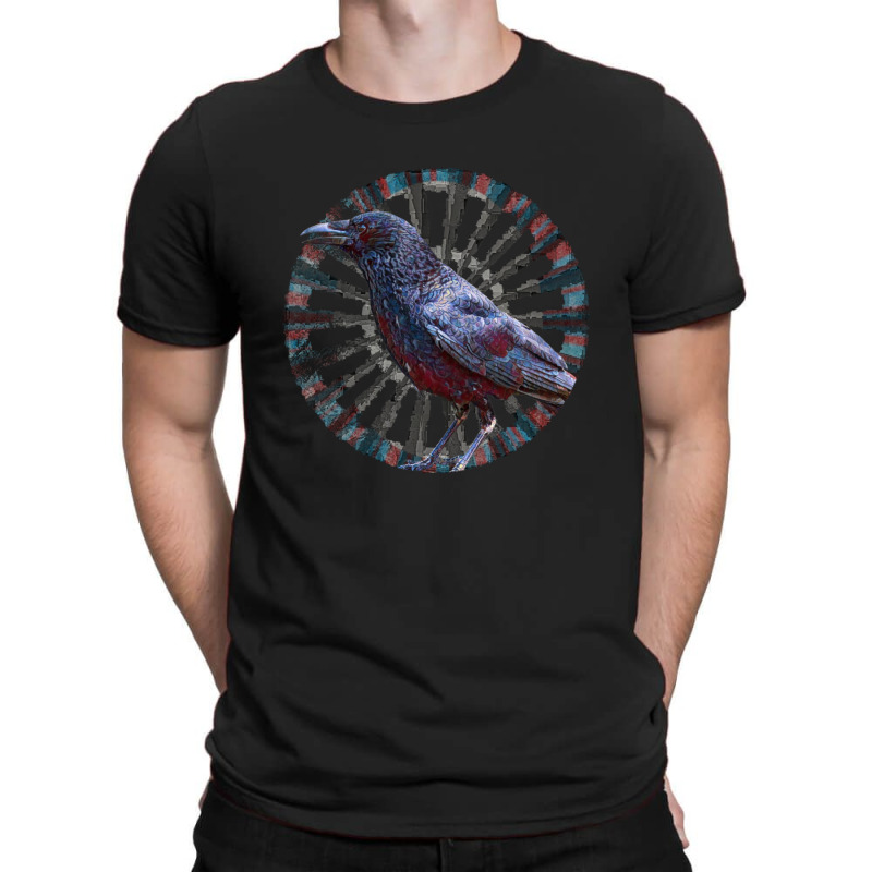 Crow Retro Circle Wheel Design T-shirt | Artistshot