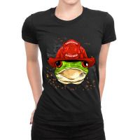 Firefighter Frog Fire Department Fireman Animal Frog Lover 49.png Ladies Fitted T-shirt | Artistshot