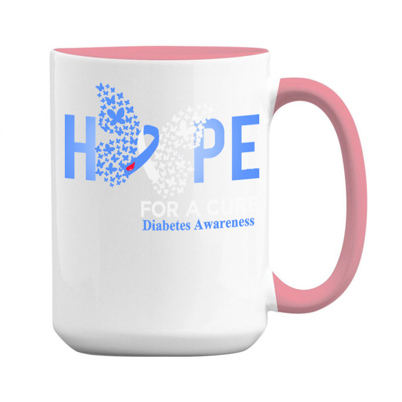 Diabetes Awareness T  Shirt Hope For A Cure  Butterfly Gift Diabetes A 15 Oz Coffee Mug by nestor34590 | Artistshot