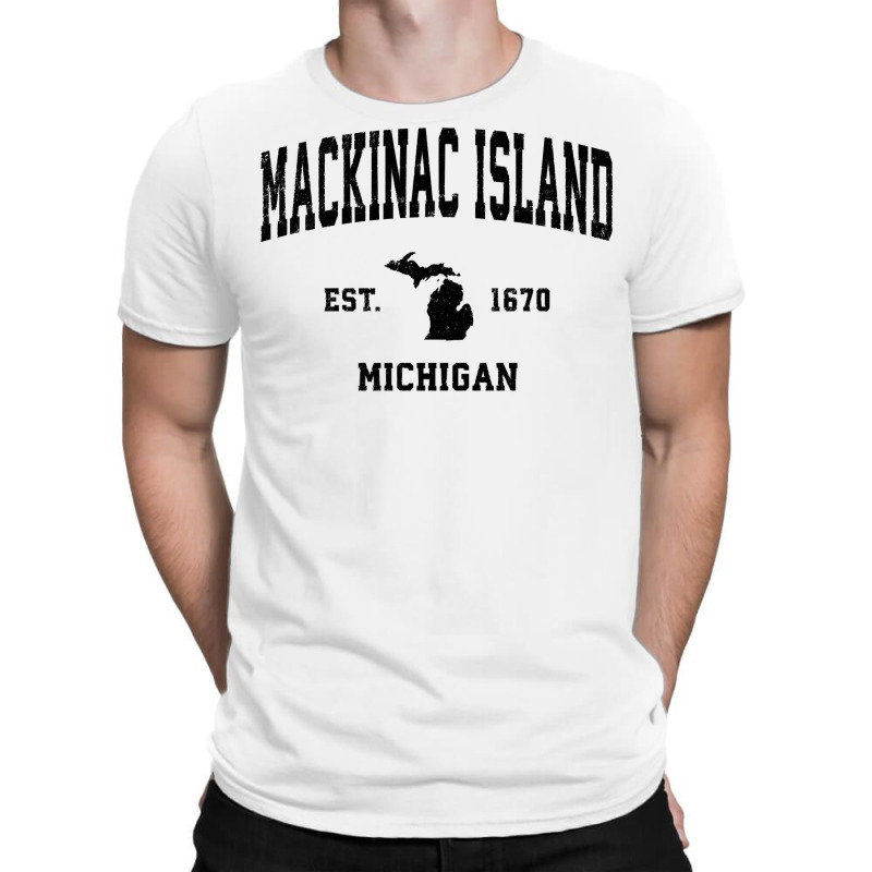 Mackinac Island Michigan Mi Vintage Sports Design Black Prin Sweatshir T-Shirt by caroldian | Artistshot