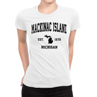 Mackinac Island Michigan Mi Vintage Sports Design Black Prin Sweatshir Ladies Fitted T-shirt | Artistshot