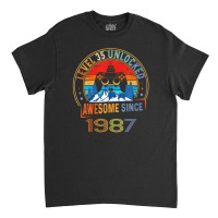 Level 35 Unlocked Gaming Awesome Since 1987 35th Birthday Classic T-shirt | Artistshot