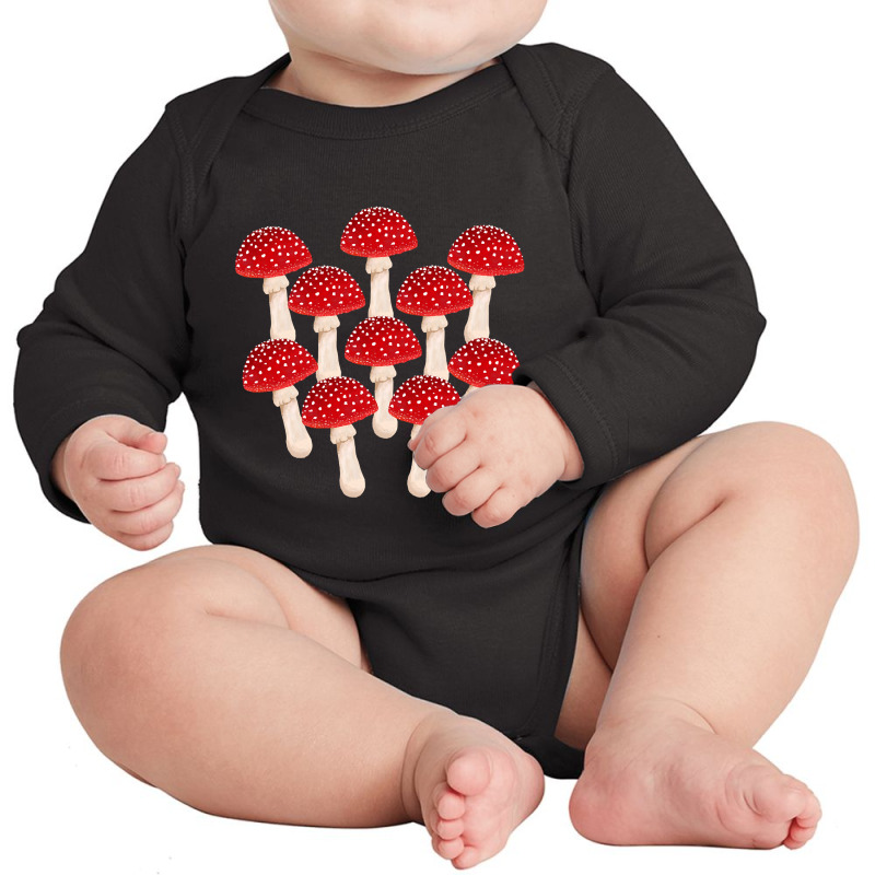 Hot Trend Fly Agaric Red Mushrooms Long Sleeve Baby Bodysuit by webberkyla | Artistshot