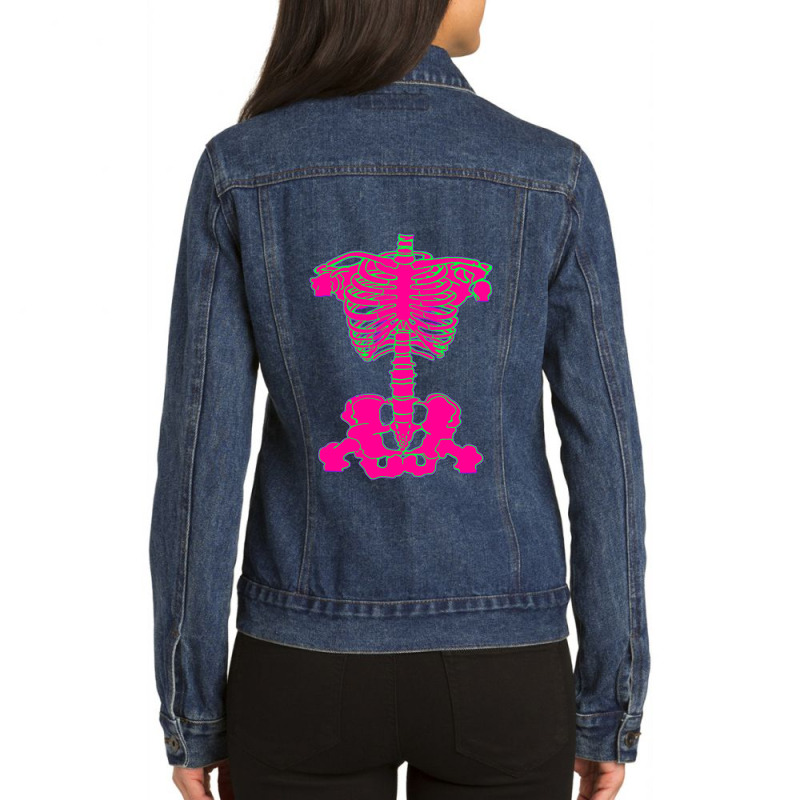 For Men Women Awesome Bones Pink Edition Retro Vintage Ladies Denim Jacket by GEORGESOCE | Artistshot