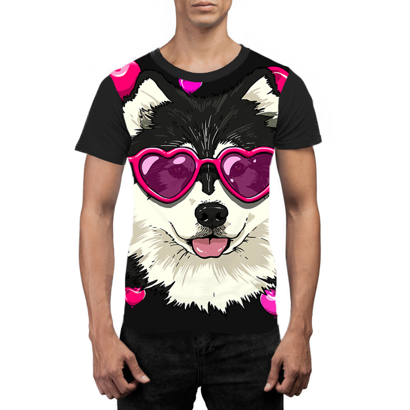 Valentines Day Alaskan Malamute Heart Couples Sled Dog Lover174.png Graphic T-shirt | Artistshot