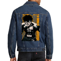 Sendo Takeshi  Hajime No Ippo  Anime Star Edition Gold Men Denim Jacket | Artistshot