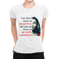 Alexandria Ocasio Cortez (aoc) Quote Comitted Liberal Dem Raglan Baseb Ladies Fitted T-shirt | Artistshot