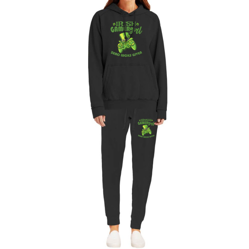 Gamer Girl St Patricks Day Game Gaming Zero Lucks Given Hoodie & Jogger Set | Artistshot