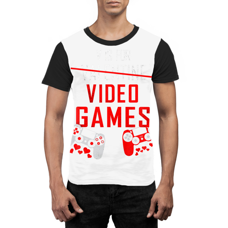 V Is For Video Games Funny Valentines Day Gamer Gift Graphic T-shirt | Artistshot