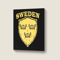 Hot Trend Sweden Swedish Vikings Viking Sverige Flag Shield Helmet Portrait Canvas Print | Artistshot