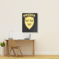 Hot Trend Sweden Swedish Vikings Viking Sverige Flag Shield Helmet Portrait Canvas Print | Artistshot