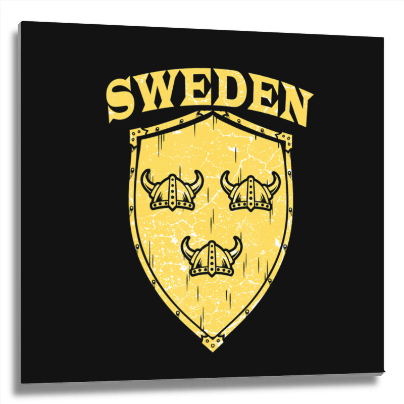 Hot Trend Sweden Swedish Vikings Viking Sverige Flag Shield Helmet Metal Print Square | Artistshot