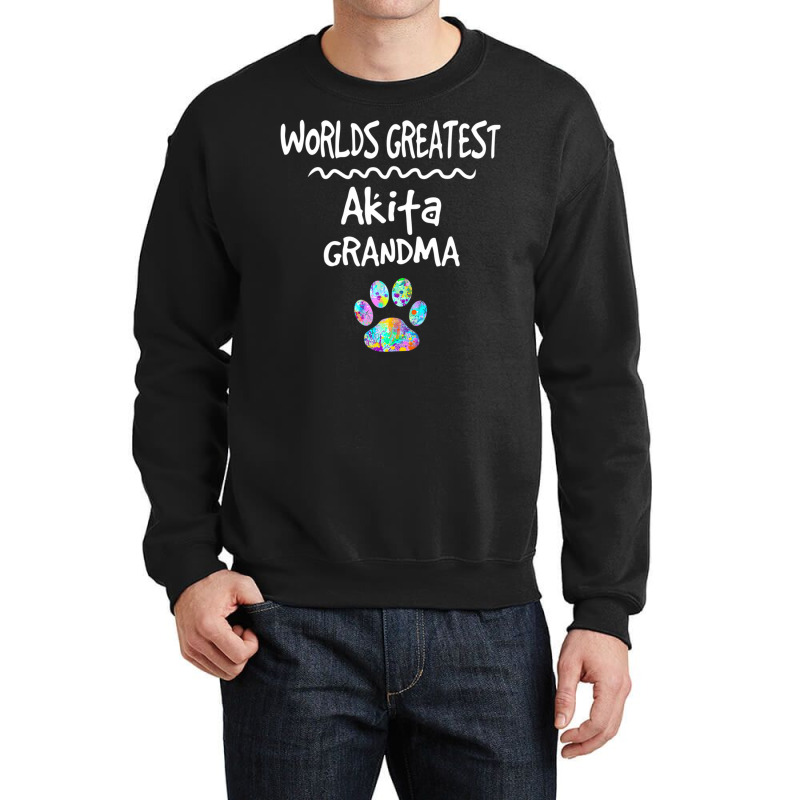 Hot Trend Worlds Greatest Akita Grandma Cute Dog Paw Print Pet Love Crewneck Sweatshirt by hongquangd | Artistshot