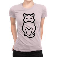 Chunky Cat Sitting Front Drawing Blank Ladies Fitted T-shirt | Artistshot