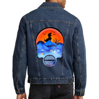 Dinosaur Skeleton Pumpkin For Halloween Men Denim Jacket | Artistshot