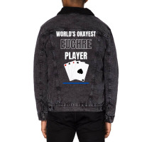 Worlds Okayest Euchre Player Card Games Unisex Sherpa-lined Denim Jacket | Artistshot