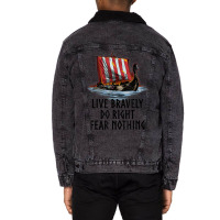 Norse Mythology   Live Bravely   Viking Ship   Paganism T Shirt Unisex Sherpa-lined Denim Jacket | Artistshot