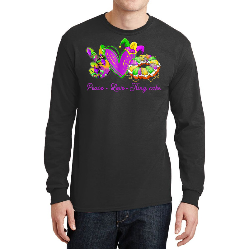 Peace Love King Cake Funny Mardi Gras Party Carnival Gifts T Shirt Long Sleeve Shirts | Artistshot