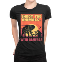 Shoot The Animals… With Cameras Photographer Camera T Shirt Ladies Fitted T-shirt | Artistshot