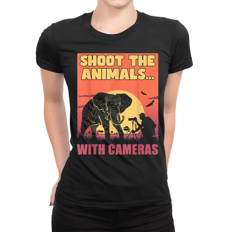 Shoot The Animals… With Cameras Photographer Camera T Shirt Ladies Fitted T-Shirt by katheleenweb0 | Artistshot