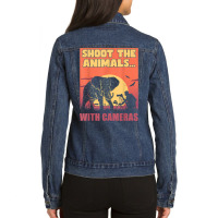 Shoot The Animals… With Cameras Photographer Camera T Shirt Ladies Denim Jacket | Artistshot