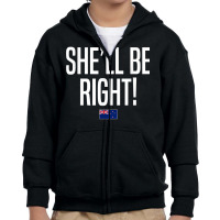 She'll Be Right New Zealand Slang T Shirt Youth Zipper Hoodie | Artistshot